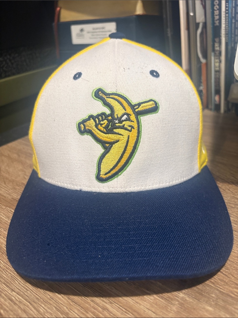 Mens Baseball Bananas Cap with Yellow Banana Logo - White/Blue/Yellow